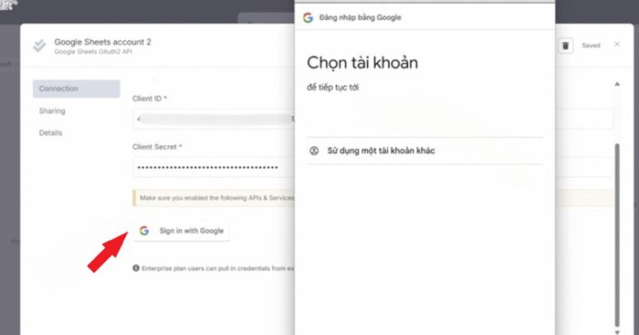 Kết nối Google Sheets với n8n: Hướng dẫn chi tiết A-Z 18 Sign in with Google