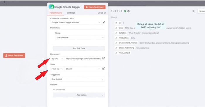 Kết nối Google Sheets với n8n: Hướng dẫn chi tiết A-Z 20 Cấu hình Google Sheets Trigger