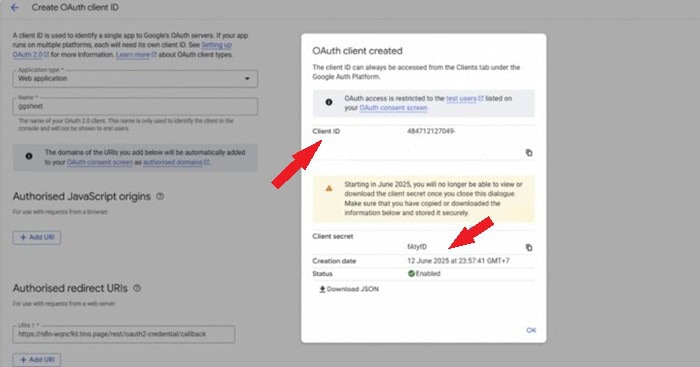 Kết nối Google Sheets với n8n: Hướng dẫn chi tiết A-Z 15 cung cấp Client ID