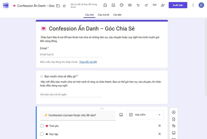 Cách tạo confession bằng Google Sheets: Hướng dẫn chi tiết từ A-Z 5 Tạo Google Forms