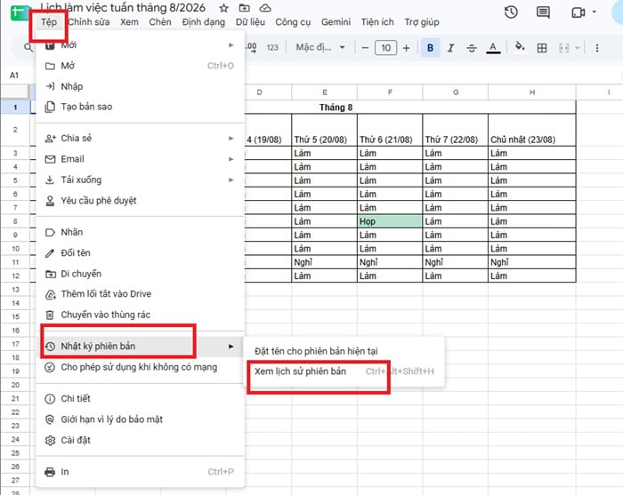 Khám phá mẫu lịch làm việc tuần trên Google Sheets & cách tự tạo cơ bản 28 dữ liệu lịch