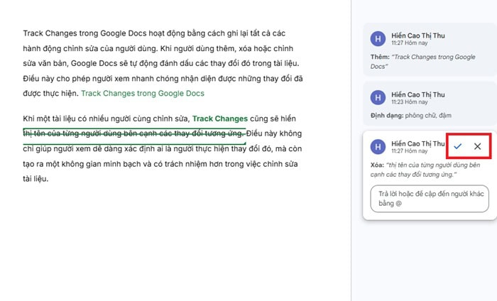 Hướng dẫn cách dùng Track Changes trong Google Docs từ A-Z 15 Cách chấp nhận