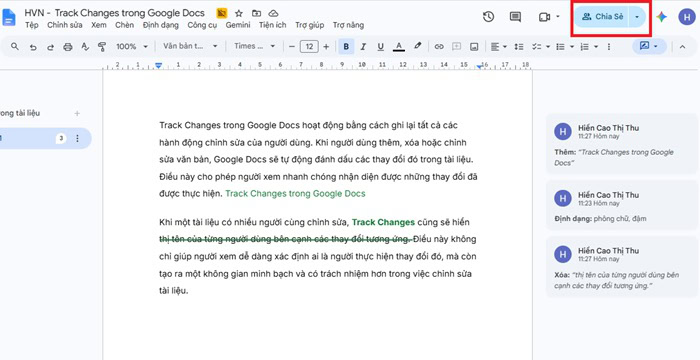 Hướng dẫn cách dùng Track Changes trong Google Docs từ A-Z 17 nhấp vào nút Chia sẻ