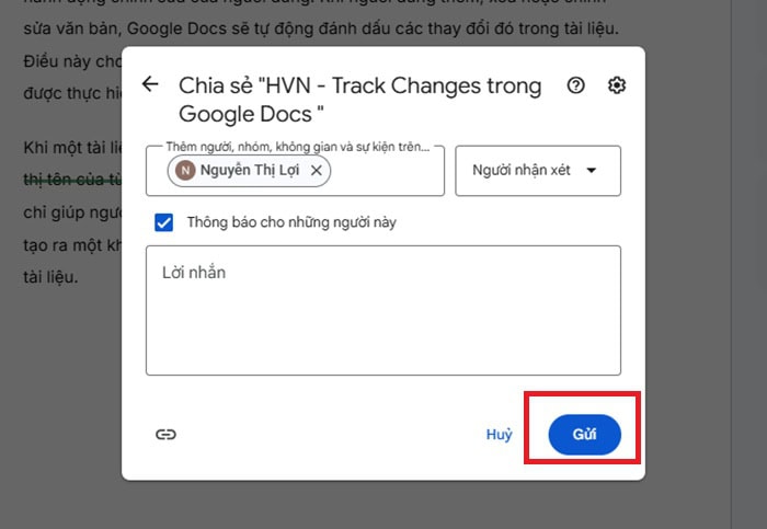 Hướng dẫn cách dùng Track Changes trong Google Docs từ A-Z 20 Gửi lời mời