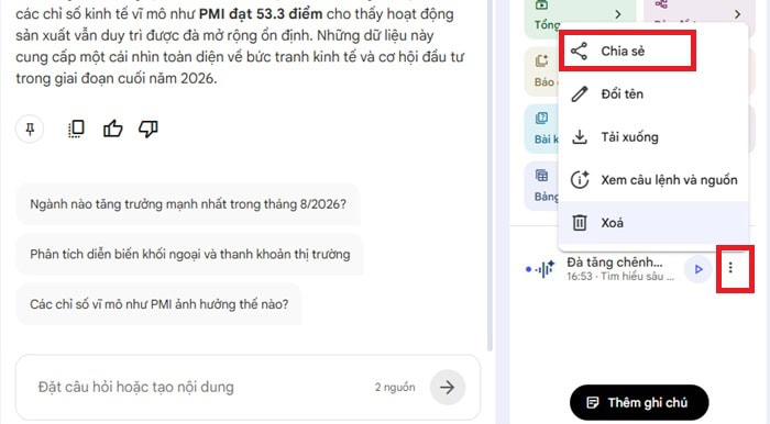 Hướng dẫn tạo podcast với NotebookLM đơn giản cùng một số mẹo hiệu quả 16 biểu tượng dấu 3 chấm