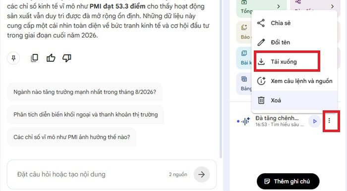 Hướng dẫn tạo podcast với NotebookLM đơn giản cùng một số mẹo hiệu quả 15 biểu tượng dấu 3 chấm