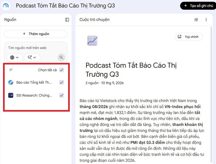 Hướng dẫn tạo podcast với NotebookLM đơn giản cùng một số mẹo hiệu quả 10 nhiều tài liệu cùng lúc