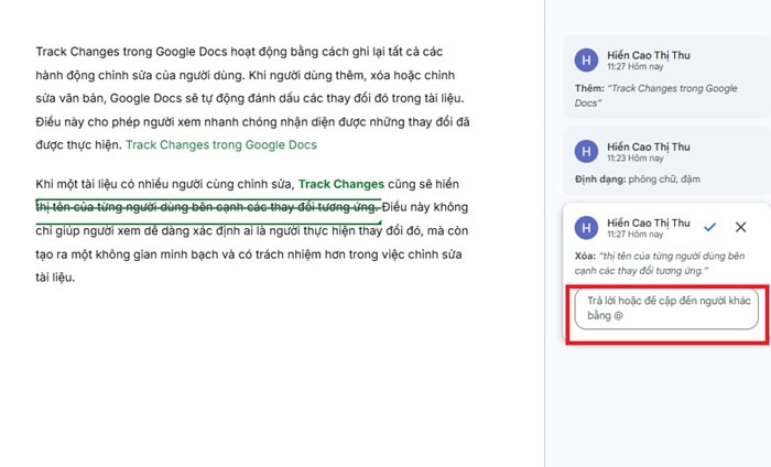 Hướng dẫn cách dùng Track Changes trong Google Docs từ A-Z 16 Thêm bình luận