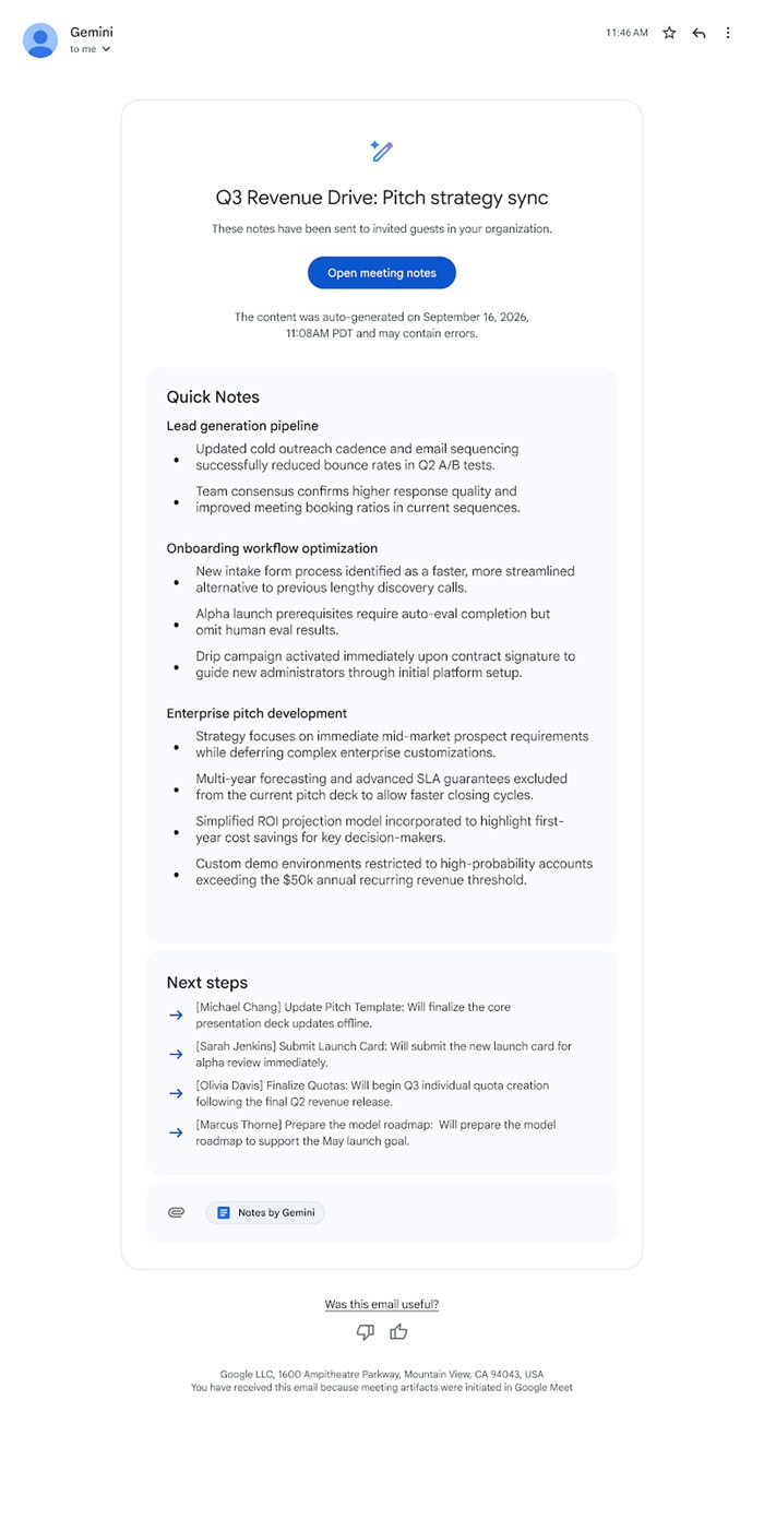Cập nhật tính năng mới của Google Workspace trong tuần 21/09 - 26/09/2026 10 tính năng ghi chú nhanh