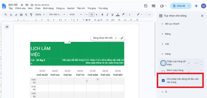 03 Cách tạo lịch trong Google Docs| Hướng dẫn chi tiết từ A-Z 19 Thuộc tính bảng