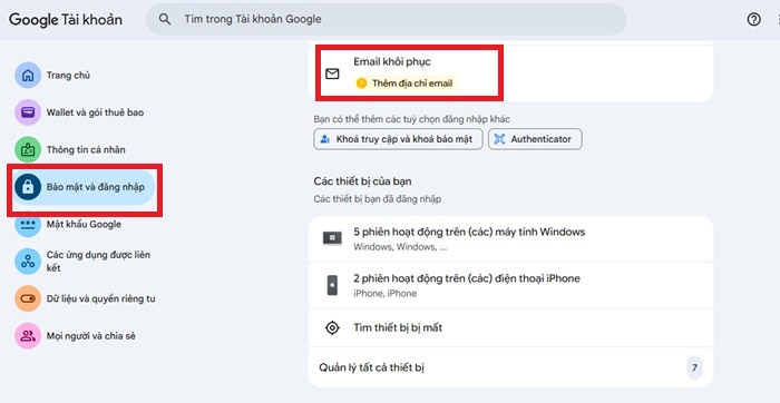 09 Cách bảo vệ tài khoản email an toàn, hiệu quả 8 chọn Email khôi phục