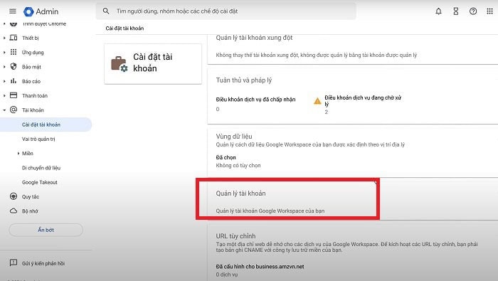 Quản trị viên Google Workspace là gì? Hướng dẫn thêm và xóa tài khoản chi tiết 14 Quản lý tài khoản
