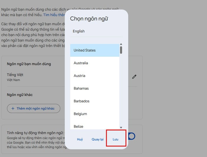 Hướng dẫn cách thay đổi ngôn ngữ trong Google Sheets từ A-Z 6 chọn ngôn ngữ hiển thị