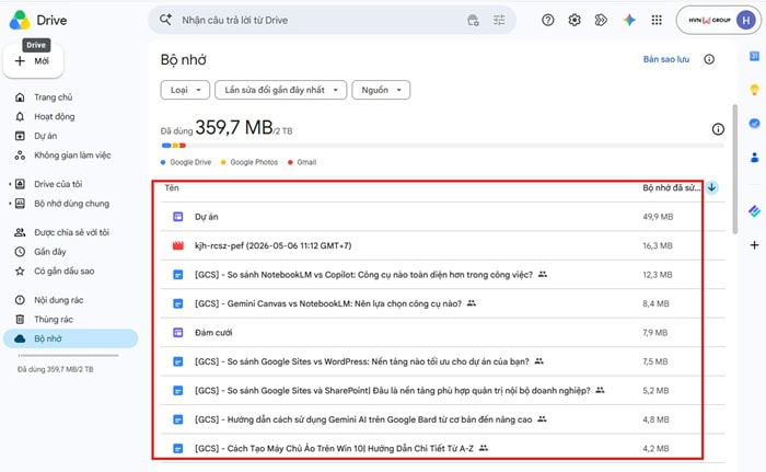 Google Drive lưu trữ được bao lâu? Hướng dẫn kiểm tra dung lượng 9 xóa các file nén