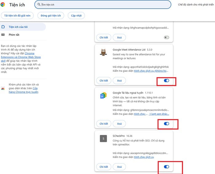Lỗi con trỏ chuột biến mất trên Google Docs: Nguyên nhân và cách khắc phục 10 Tắt từng tiện ích.