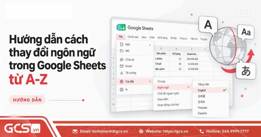 Hướng dẫn cách thay đổi ngôn ngữ trong Google Sheets từ A-Z 4 thay doi ngon ngu trong google sheet